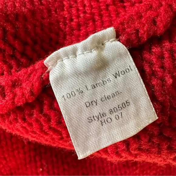 VINTAGE J. Crew Lamb Wool Red Knit Sweater XL - Picture 5 of 8